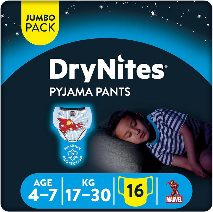 HUGGIES Drynites scutece de noapte, pentru băieți 4-7 ani (17-30 kg), 30 bucăți