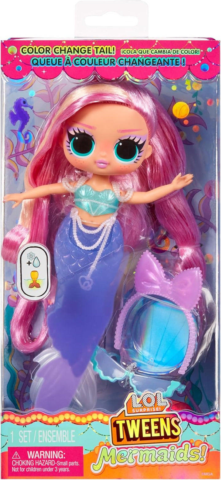 L.O.L. Surprise! Tweens - Sirena Lola Waves - păpușă la modă cu coadă care își schimbă culoarea, aripioară mobilă și accesorii frumoase - jucărie pentru copii și colecționari de la 4 ani