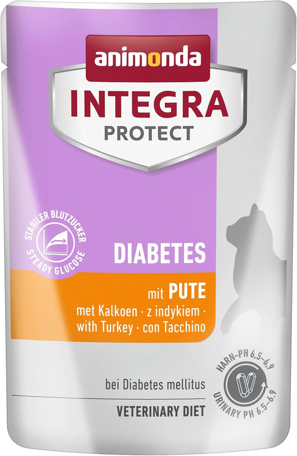 Animonda INTEGRA PROTECT Hrană umedă pentru pisici cu diabet zaharat cu curcan (24 X 85G), recomandată de veterinar pentru diabet zaharat, dezvoltată împreună cu veterinari pentru pisici adulte