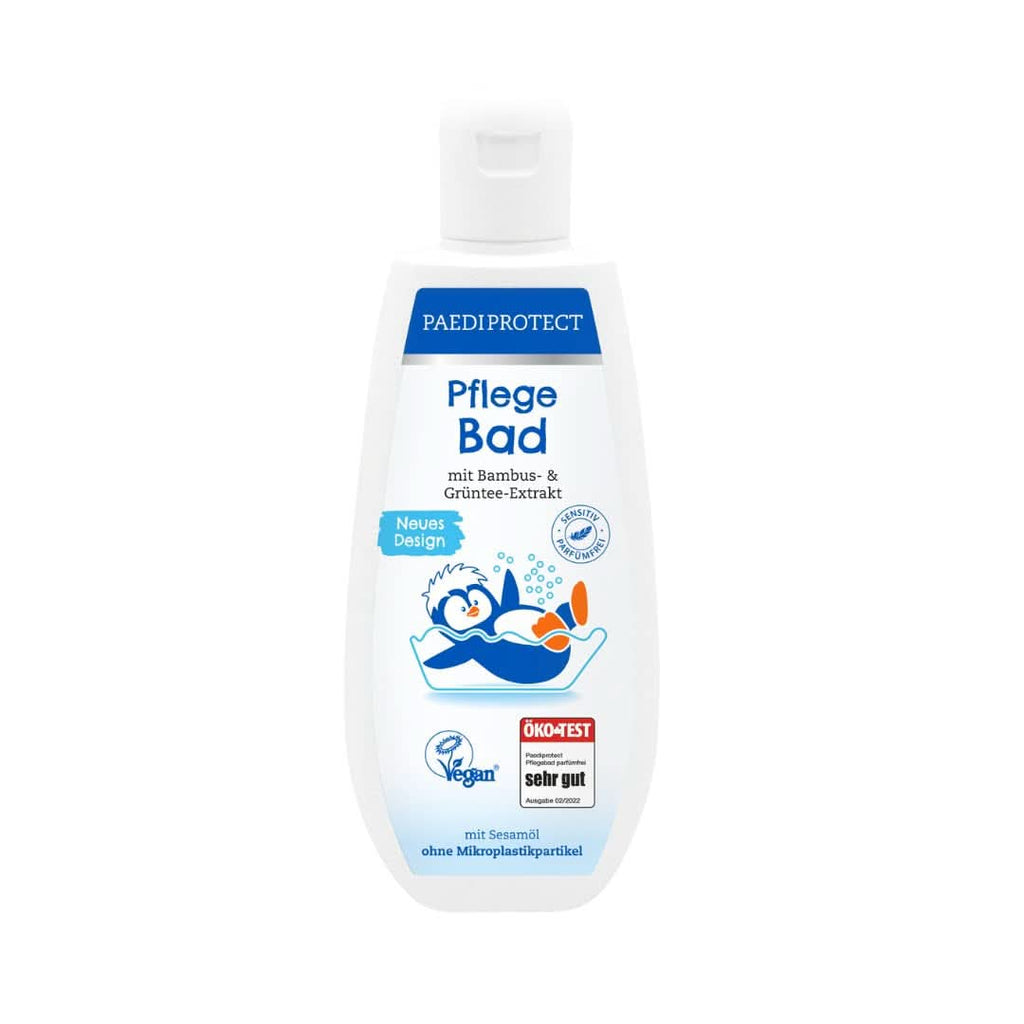 PAEDIPROTECT Pflegebad Baby & Kinder Badezusatz 250 Ml, Ohne Parfüm & Mikroplastik, Hautschonendes Schaumbad Pflegt Und Reinigt Die Haut, Spendet Feuchtigkeit Und Schutz, Waschgel Als Entspannungsbad