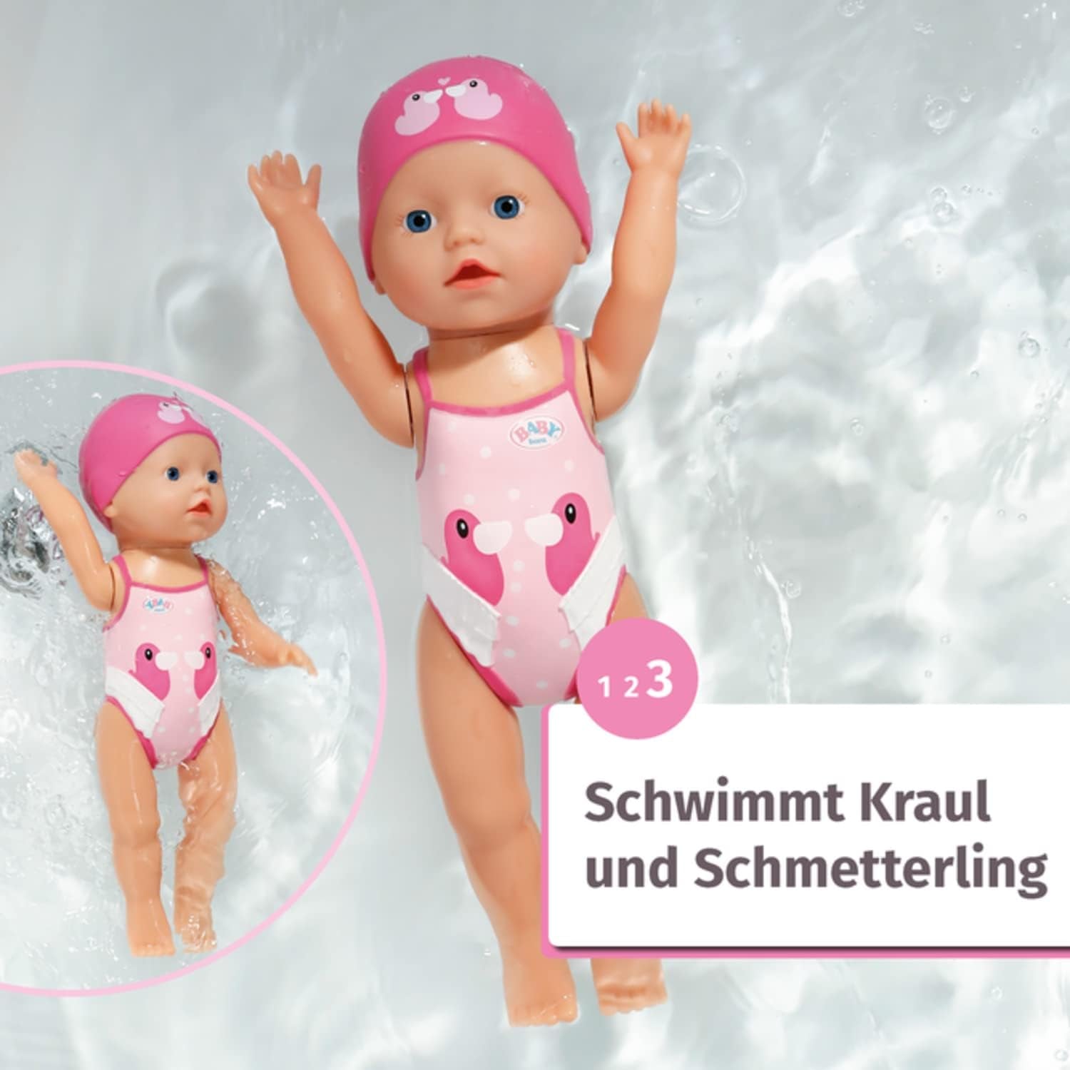 BABY Born Floating Lizzie 30cm, păpușă de baie cu vânt, impermeabilă, funcționează fără baterii, păpușă înaltă de 30cm, 835302 Zapf Creation Papusi Naty Shop