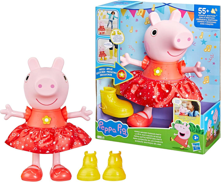 Păpușa Peppa Pig Peppa'S Mud Puddle Party - versiune germană, roz sau roz