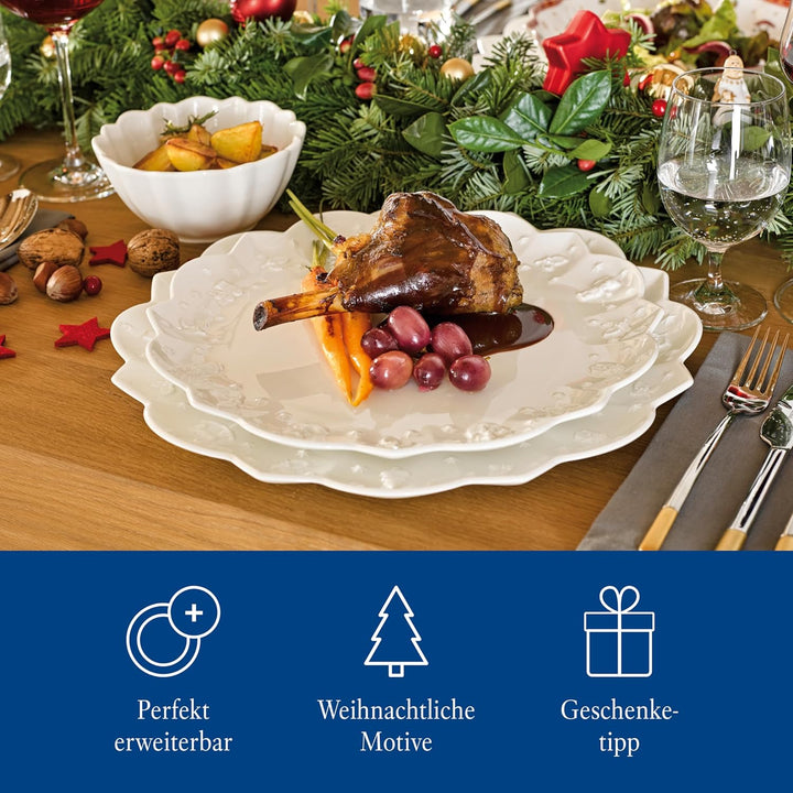 Villeroy & Boch – Toy'S Delight Royal Classic Geschirr-Set 8 Teilig Weiß, Spülmaschinenfest, Mikrowellensicher, Teller, Tellerset, Geschirrset 4 Personen, Weihnachtsgeschirr Toys, Premium Porcelain