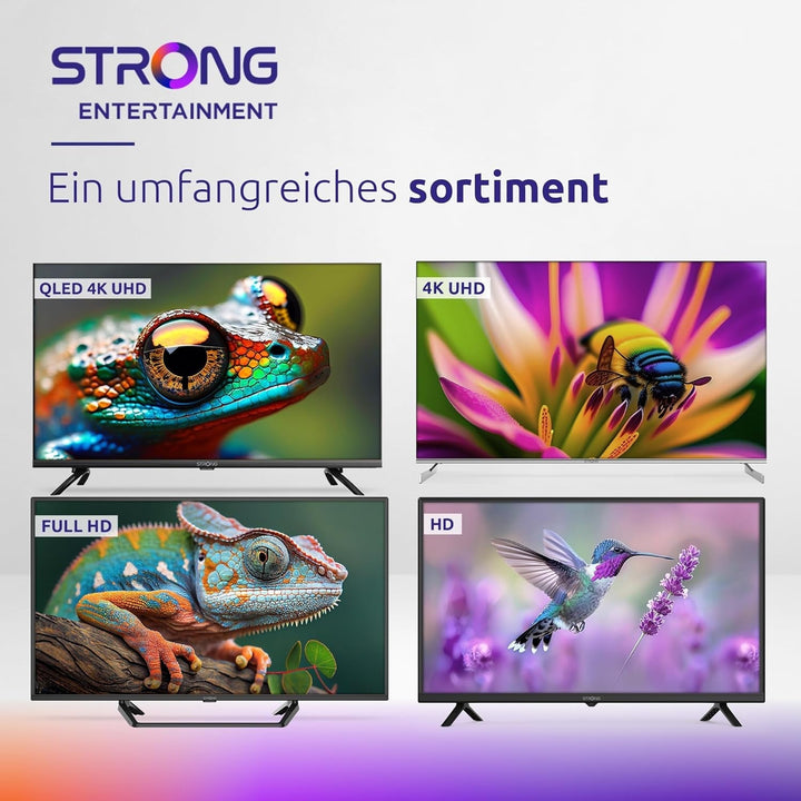 STRONG - 40 Zoll (100 Cm) Full HD Fernseher SRT40FF2003C - Herausragende Bildqualität - Triple-Tuner - 3 Hdmi-Anschlüsse (1 ARC), 2 Usb-Anschlüsse, AV, Antennen-/Sat-Anschluss - Schwarz