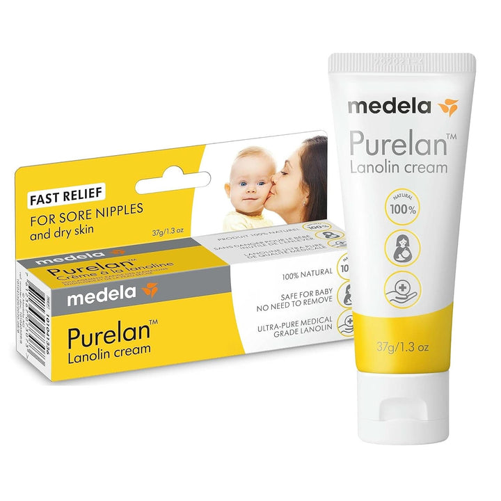 Medela Purelan 37G Lanolin Nipple Cream - Fast Relief for Sore Nipples and Dry Skin, 100% Natural, Hypoallergenic, Dermatologically Tested and Free from Fragrance