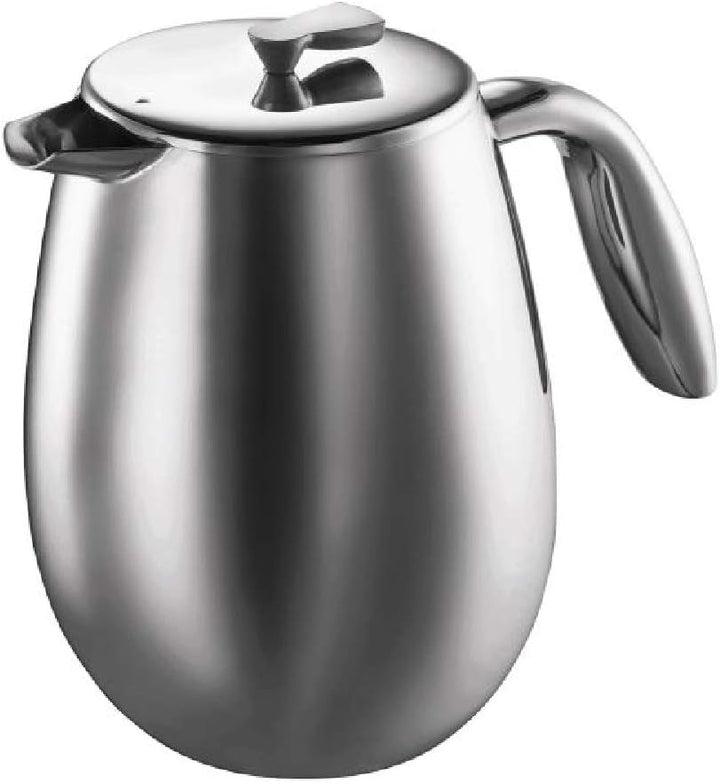 Cafetieră Bodum 1308-16 Columbia (cu perete dublu, din oțel inoxidabil, rezistentă la spălarea vaselor, 1,0 litri (34 oz)) Strălucitoare