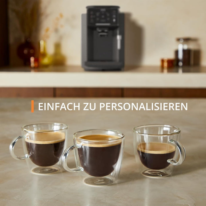 Aparat de cafea complet automat Krups Sensation, duză de spumare a laptelui, 5 băuturi, funcție de cafea cu filtru, funcție de 2 cești, filtru de cafea, negru, EA910810