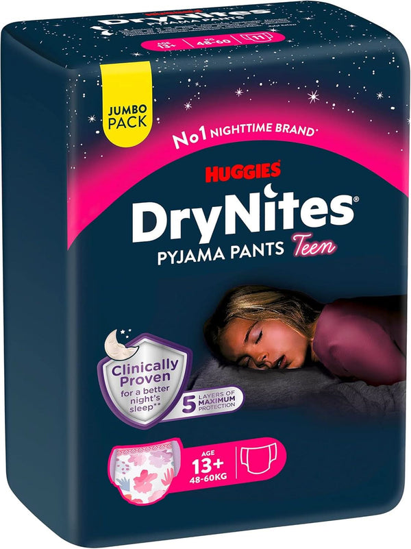 Huggies Drynites Nachtwindeln Bei Bettnässen, Für Mädchen Ab 13 Bis Ca. 17 Jahre (48-60 KG), 33 Stück (3X11), Jumbo-Monatspack, Windel-Pants XL