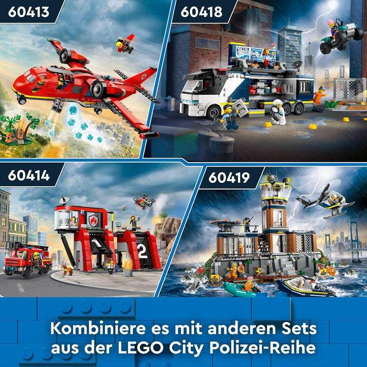 LEGO City Firefighting Plane, Set de pompieri cu avion jucărie pentru copii, set de construcție cu 3 figuri de pompieri și decor de incendiu, idee excelentă de cadou pentru băieți și fete de la 6 ani 60413