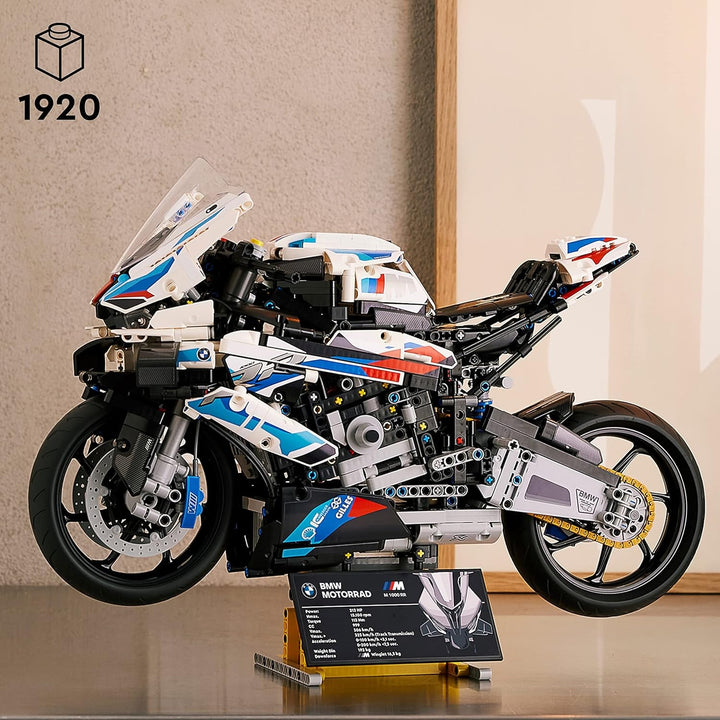 Model de motocicletă LEGO Technic BMW M 1000 RR, kit model pentru adulți, set ca un cadou pentru artizanat pentru bărbați și femei, ca decor pentru casă sau birou 42130