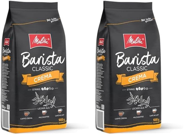 Melitta Barista Classic Espresso, Ganze Kaffee-Bohnen 1Kg, Ungemahlen, Kaffeebohnen Für Kaffee-Vollautomat, Kräftige Röstung, Stärke 5