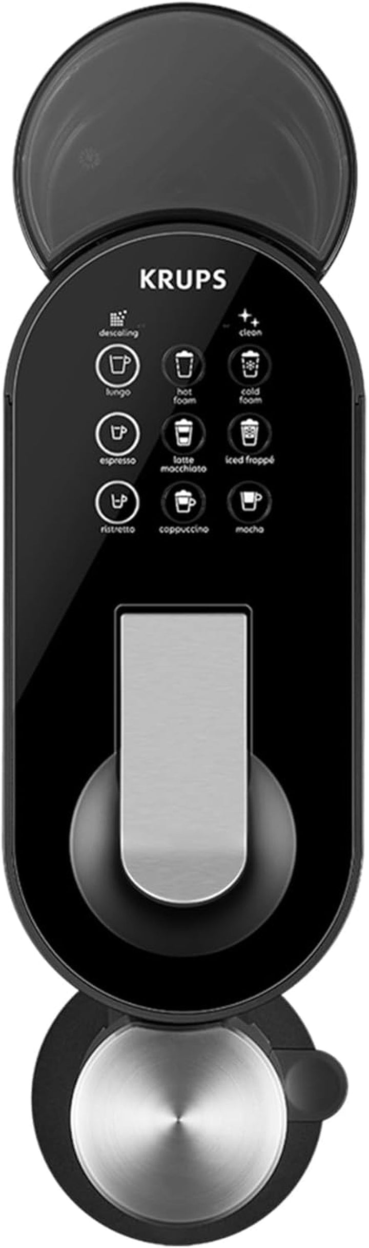 Aparat de cafea Nespresso Krups Atelier cu spumă de lapte, rezervor de apă de 1 litru, inclusiv ceașcă de sticlă + capsule, presiune 19 bar, negru/argintiu, XN8908