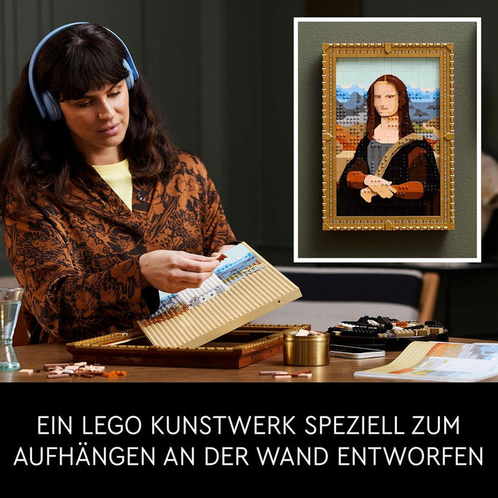 LEGO Art Mona Lisa, set pentru adulți, pictură de Leonardo Da Vinci pentru agățat, activitate creativă pentru bărbați și femei, cadou pentru iubitorii de artă, artă renascentistă italiană 31213