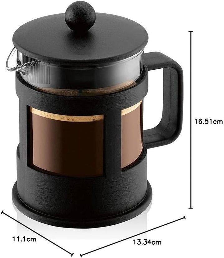 Bodum 1784-01 KENYA filtru de cafea (sistem de presare franțuzească, rezistent la mașina de spălat vase), negru, 0,5 l, 4 cești