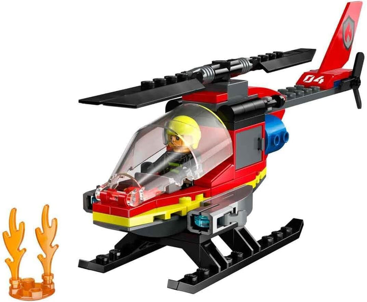 LEGO City Fire Brigade Helicopter, set cu jucărie elicopter și figurină pilot, elicopter de pompieri pentru o experiență de joc imaginativă, cadou pentru copii, băieți și fete de la 5 ani 60411