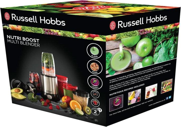 Russell Hobbs Mixer [Multifunktions- Standmixer] Nutriboost (Inkl. 5 Bpa-Freie Und Spülmaschinengeeignete Behälter + Deckel, 22.000 U/Min, 0.9 Ps-Motor) Elektrischer, Smoothie-Maker 23180-56