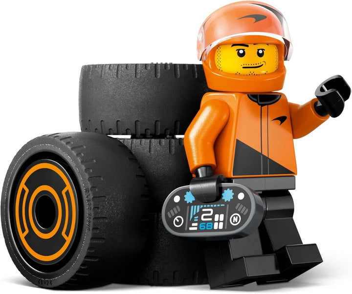 LEGO City F1 Racer cu mașină de curse Mclaren - Model de jucărie Formula 1 cu mașină de curse și minifigurină - cadou mic pentru băieți și fete de la 6 ani sau fani ai sporturilor cu motor 60442