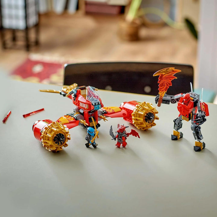 LEGO NINJAGO Kai's Storm Rider Mech - Jucărie motocicletă zburătoare cu 3 minifigurine - Mech cu cap, brațe și picioare mobile - Jucărie de construit - Cadou pentru băieți și fete cu vârsta de 7+ 71830
