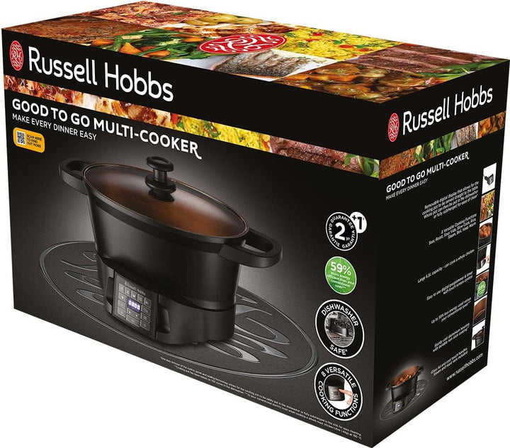 Russell Hobbs Multikocher 6,5L [Digitales Display] 8 Kochfunktionen (Slow Cooker, Dampfgarer, Reiskocher, Bräter, Sous Vide Garer, Kocher, Warmhaltebehälter, Schongarer) Spülmaschinengeeignet 28270-56