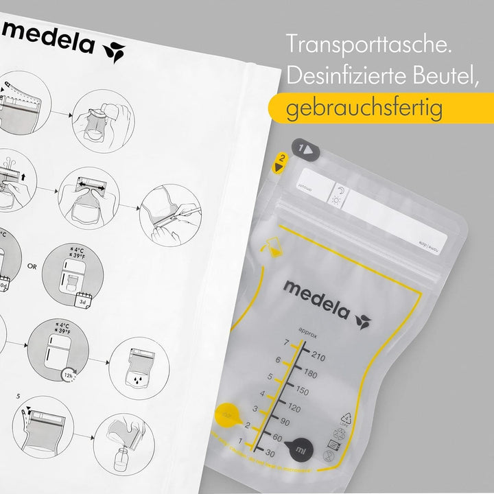 Medela Easy Pour Muttermilchbeutel Zum Einfachen Ausgießen, 100 Stück, 210 Ml, Auslaufsichere Einweg-Muttermilchbeutel Mit Überlaufschutz, Stillhelfer