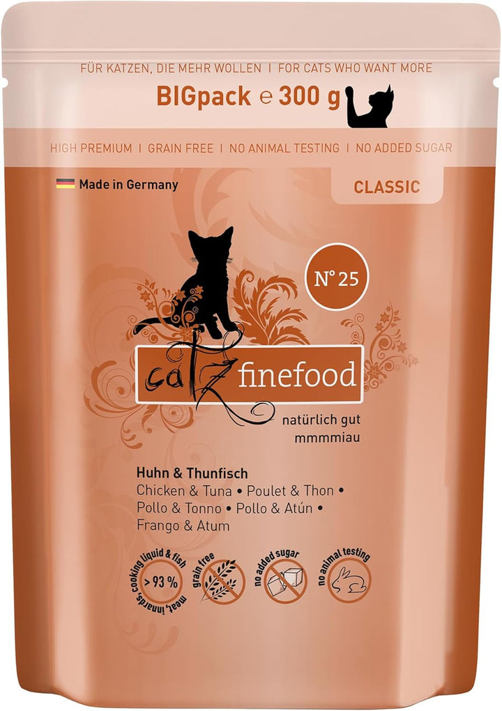 Catz Finefood N° 25 Chicken & Tuna Deli Hrană umedă pentru pisici, rafinată cu dovleac și măceșe, pungă de 16 X 85G