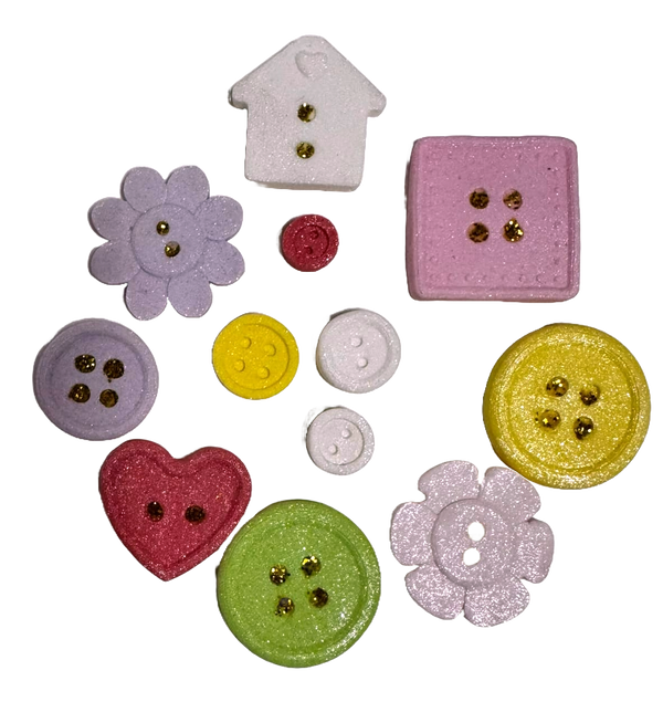 Lot de 13 décorations comestibles en pâte à sucre, Boutons