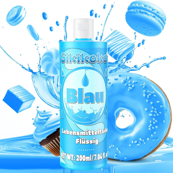 Lebensmittelfarbe - Gikikoko 200Ml Lebensmittelfarbe Flüssig Hoch Konzentriert, Lebensmittelfarben, Food Coloring Für Backen, Macaron, Cake, Jello, Fondantieren, Kuchen, DIY Slime (Blau)