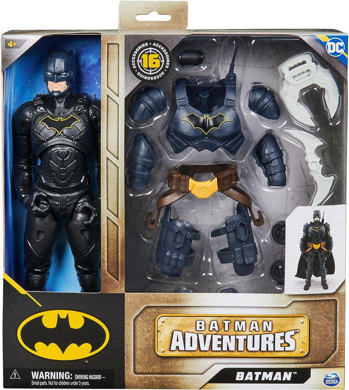 DC Batman Adventures Action Figure, 30 Cm - Cu 16 elemente de echipament și complet mobil pentru aventuri captivante și cascadorii pline de acțiune, jucărie pentru copii de la 3 ani în sus