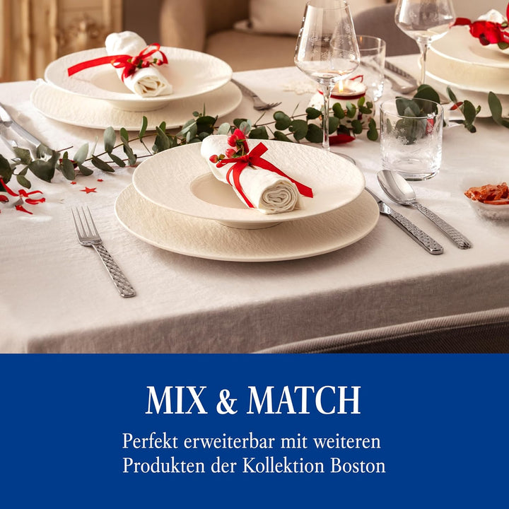 Villeroy & Boch – Boston Besteck Set 30 Teilig 6 Personen, Spülmaschinenfest, Rostfrei, Tafelbesteck, Essbesteck, Gabel, Messer, Besteck 30 Tlg., Essbesteck Set, Besteckset, Edelstahl