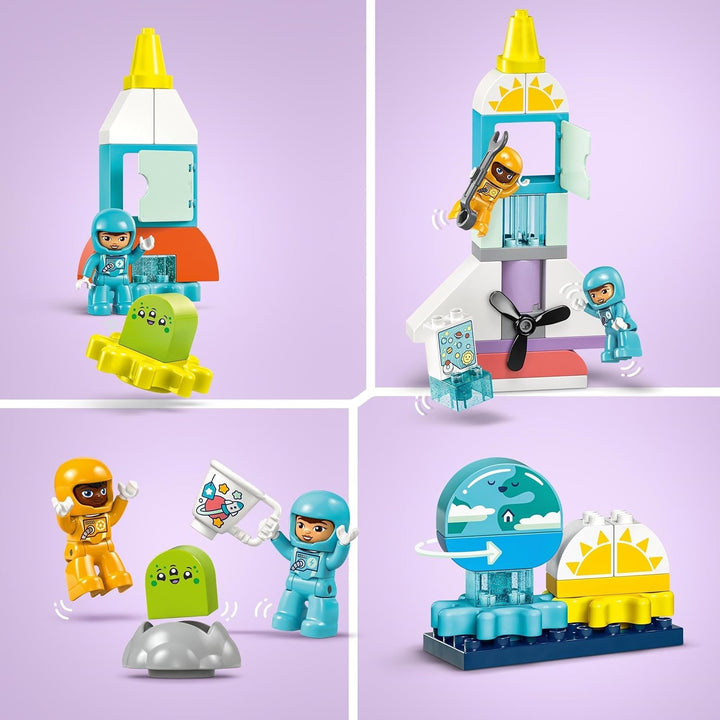 Naveta spațială LEGO DUPLO 3 în 1 pentru o mulțime de aventuri, set spațial cu jucărie rachetă pentru copii de construit, jucărie pentru știință și abilități motorii pentru dezvoltare timpurie, cadou pentru copiii de 3 ani 10422