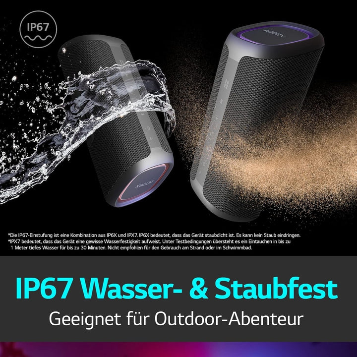 LG XBOOM Go DXG7, Difuzor Bluetooth portabil (40 wați, Google Assistant, Siri, iluminare), gri