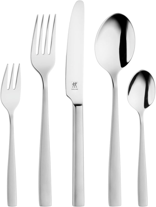 Zwilling Roseland Besteck Set, 30-Teilig, Für 6 Personen, 18/10 Edelstahl/Hochwertiger Klingenstahl, Mattiert, Silber [Plastikfreie Verpackung], Plastic Free, TLG