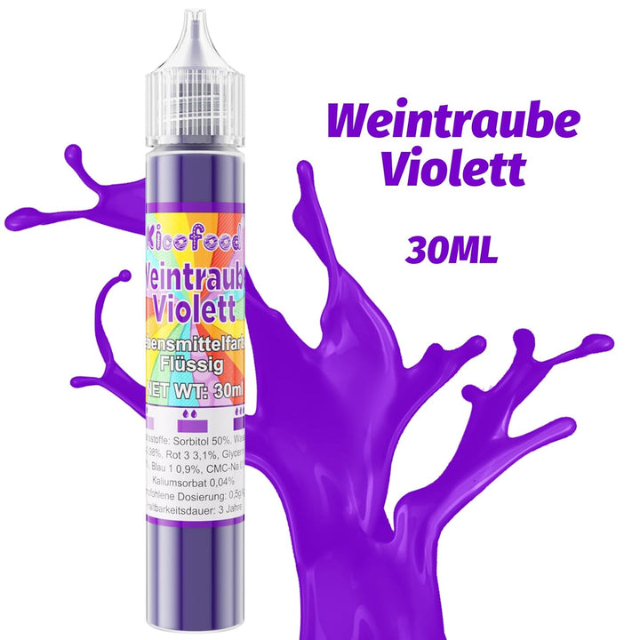 Lebensmittelfarbe - 30Ml Hochkonzentriert Lebensmittelfarbe Flüssig, Lebensmittel Farbe Für Kuchendekoration, Kunsthandwerk Einfärben, Airbrush, DIY Seifen (Weintraube Violett)