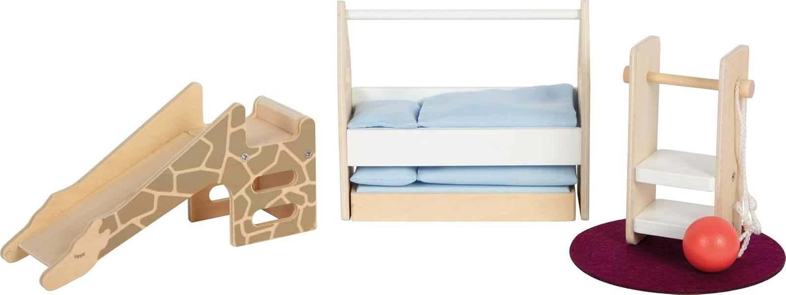 Casă de păpuși din lemn Small Foot, culori naturale - 3 etaje cu terasă pe acoperiș și set de mobilier din 51 de piese, încurajează jocul creativ, potrivită de la 3 ani, 12541 Casute de papusi Naty Shop
