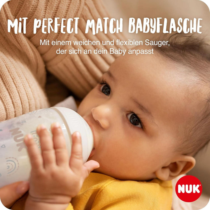 NUK Handmilchpumpen-Set | Weiches Silikonkissen | Ergonomischer Pumphebel | 2 Perfect Match Babyflaschen | 150 Ml | 2 NUK High-Performance Einwegstilleinlagen