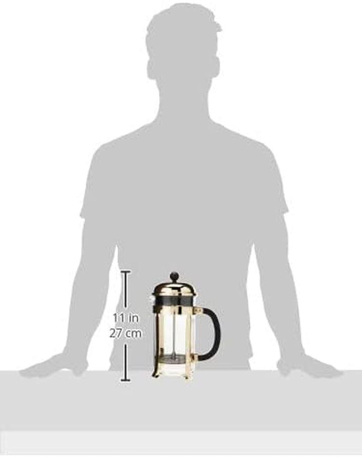 Cafetieră Bodum French Press Chambord - 1L / 8 căni Gold - Sticlă rezistentă la căldură și filtru din oțel inoxidabil - Cafetieră fără BPA, potrivită pentru mașina de spălat vase - Fabricată în Portugalia