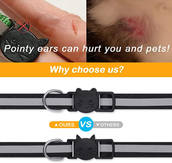 Zgărzi de siguranță pentru pisici cu eliberare rapidă, zgărzi reflectorizante pentru pisoi cu clopoței, reglabile de la 19,1 cm la 31,4 cm (8 culori și 2 pachete de etichete anti-pierdere)