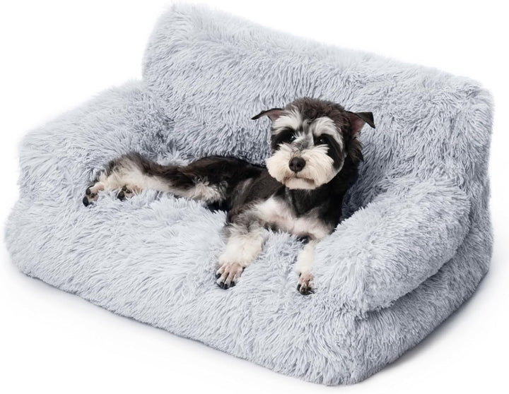 MEWOOFUN Pat elegant pentru pisici, canapea pufoasă - 76 x 45 cm Pat pentru pisici mari, canapea de pluș pentru câini și pisici mici, detașabilă și lavabilă (gri)