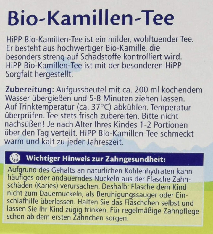 Hipp Bio Teegetränke Bio-Kamillen-Tee, 6Er Pack (6 X 30 G)