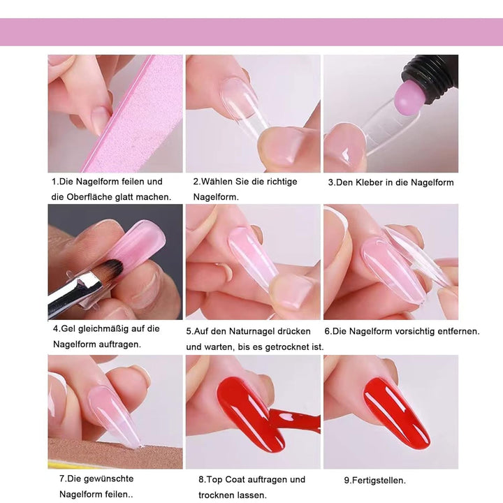 Set de 120 de forme duble pentru unghii, șabloane pentru extensii de unghii cu pensulă roz cu două capete, clemă pentru vârful unghiilor, separator de degete din burete și pilă de unghii pentru unghii Polygel