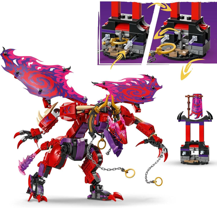 LEGO NINJAGO Chaos Dragon Thundertooth - Jucărie cu 6 minifigurine Ninja - Set de construcție pentru jocuri de rol pentru băieți și fete cu vârsta peste 8 ani - Cadouri pentru fanii serialului TV Rise of the Dragons 71832