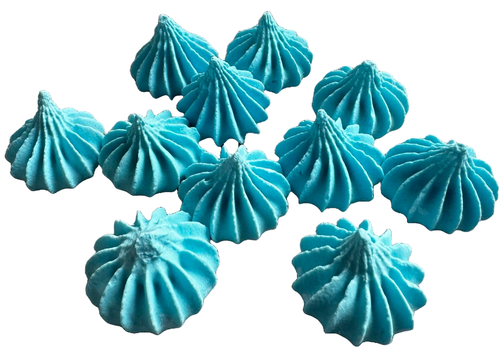 Lot de 11 décors comestibles en meringue, Bleu