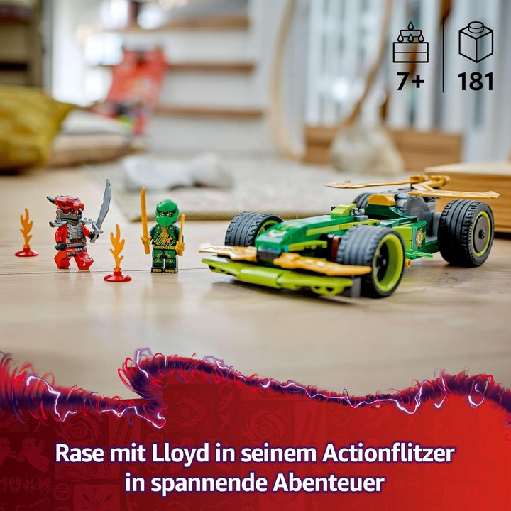 LEGO NINJAGO Lloyd's Action Speedster - Mașină de construit jucărie cu 2 minifigurine pentru jocuri de rol, mașină de construit jucărie pentru copii - cadou pentru băieți și fete de la 7 ani 71828