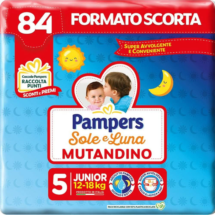 Pampers Sun And Moon Pampers Junior mărimea 5, 12-18 kg, 84 scutece