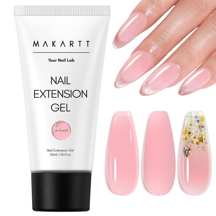 Makartt Poly Nail Extension Gel - 50 ML Extension Builder Acrylic Poly Nägel Aufbaugel Extender Gel Für Gelnägel Für Nagelverlängerung, Nagelstärkung, Nail Art Dekoration(Transparent)
