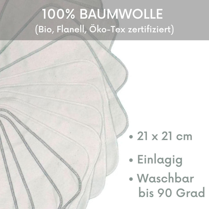 Avo + Cado Einlagige Flanellwaschlappen Aus Bio-Baumwolle - 15 Stück - Mehrweg Baby Waschlappen Als Ersatz Für Feuchttücher (Farbe: Grau)