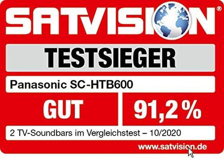Panasonic SC-HTB600EGK 2.1 Soundbar Mit Kabellosem Subwoofer (Dolby Atmos, Bluetooth, HDMI, 360 Watt RMS) Schwarz