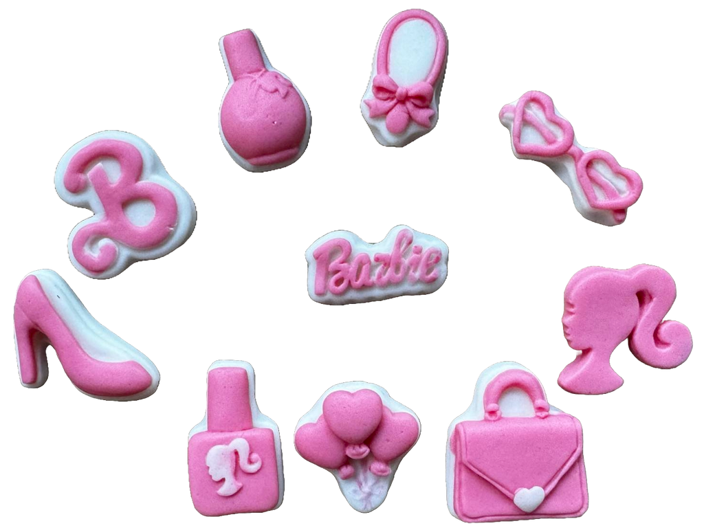 Lot de 10 décorations comestibles en sucre, Barbie