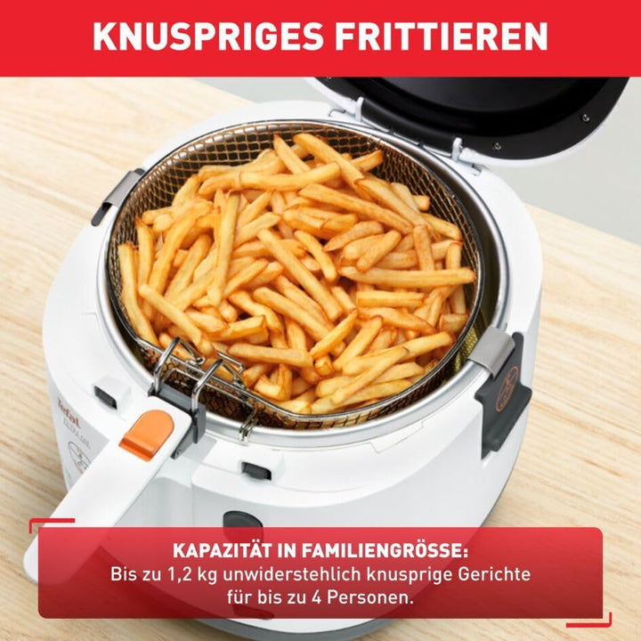 Tefal FF1631 Fritteuse Filtra One | 1.900 W | Kapazität 1,2 Kg | Clean-Oil-System | Auffangsieb FüR Frittierreste | Wärmeisoliert | Spülmaschinenfest Weiß