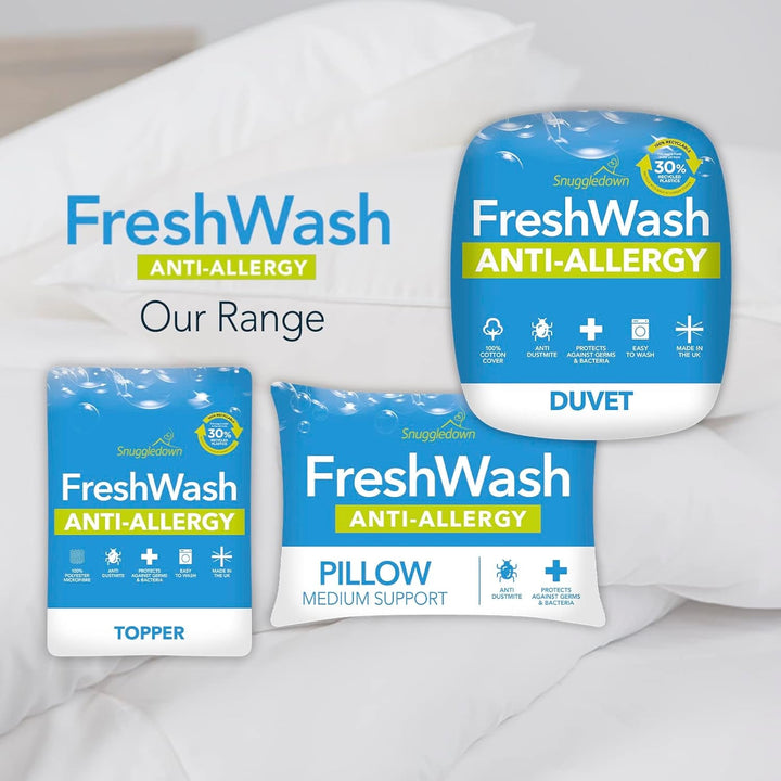 Plapumă pentru alergii Snuggledown Freshwash, 13,5 Tog Winter Warm, bumbac, alb, pat single